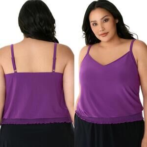 Magicsuit Amethyst Purple Tiered Blouson Swim Tankini Top Plus Size 16W